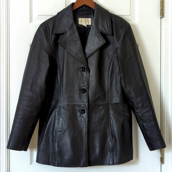 Worthington 90's Vintage Classic Genuine Leather Jacket Black Large - Picture 1 of 12